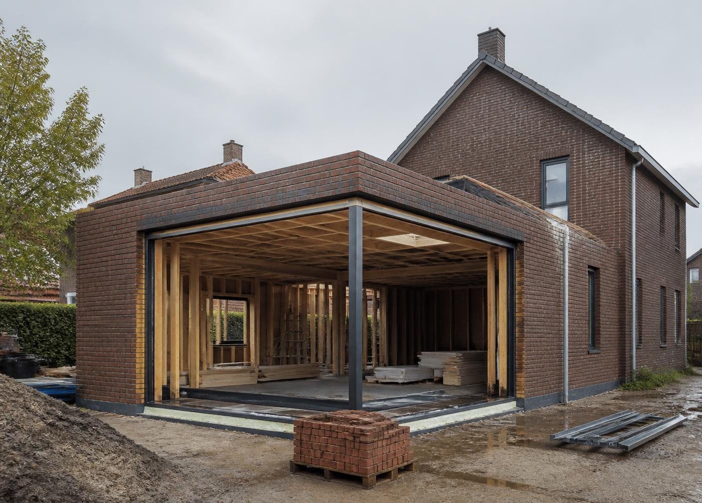 Aanbouw met stalen pui